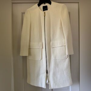 Pinko Elegant off-White Textured Women's Coat with Pockets